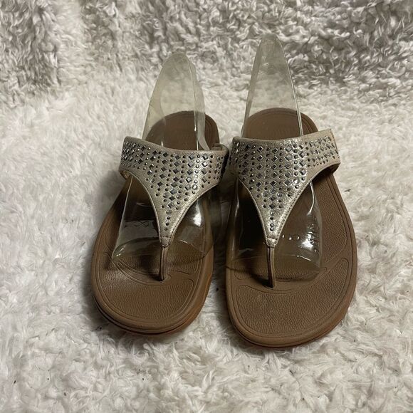 Fitflop Rhinestone Embellished glitter Wedge Sandals SZ9 - Picture 3 of 9